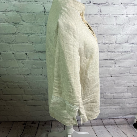 KATE HILL Linen Tan Tunic Top Medium Petite - Picture 2 of 7